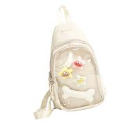 HUAJINGKEJI Sac à main moderne géométrique transparent avec bandoulière réglable, poches organisationnelles, convient pour le travail ou les voyages, sac surdimensionné sur le thème du cosplay, blanc