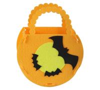 HUAJINGKEJI Sac en forme de citrouille d'Halloween pour enfants, sacs à bonbons portables, organisateurs de seau de rangement pour décorations d'Halloween, Chauve-souris jaune, Size reference picture