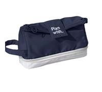 HUAJINGKEJI Trousse à crayons pliable double couche de rangement simple pour stylos pour l'école, grande capacité, fournitures scolaires, bleu marine