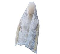 HUAJINGKEJI Voile de cérémonie religieuse Mantilla Catholique Broderie Dentelle Voile pour prière religieuse, blanc, Length 172CM Width 78CM