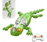 HUAJUN Gecko Radiocommandé, lezard Télécommandé avec Yeux LED Lumineux, lezard Qui Grimpe Au Mur, Mouvements réalistes, 360° Direction réglable, Jouet Cadeau interactif pour Enfants 3+ Ans