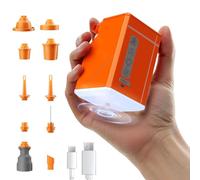 HUAJUN Portable Pompe à Air Électrique, 3000mAh Gonflable/Dégonflable Pompe avec 10 Buses, LED Ventilateur, Lampes Camping, USB Rechargeable, pour Matelas, Jouets de Piscine, Bouée de Sauvetage