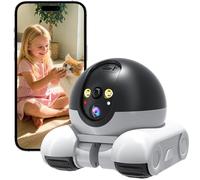 HUAJUN Robot de Caméra, 1080P Double Caméra Robotique, WiFi Mobile Pet Camera avec Croisière Automatique, Audio Bidirectionnel et Vision Nocturne pour Animaux de Compagnie Maison