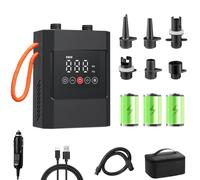 HUAJUN Sup Pompe à Air Électrique Gonflable, 12000 mAh, Rechargeable, Portable, Gonflage/Dégonflage avec 6 Buses et Câble de Charge Allume-Cigare pour Pulp Boards, Kayaks, Matelas