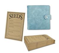 Huakaile Classeur de rangement de graines en polyuréthane de 12,7 cm avec 50 poches et enveloppe, pochettes de rangement de graines de 8 x 12 cm, modèle de collecte auto-scellant pour plantation de