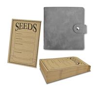 Huakaile Classeur noir de 12,7 cm en polyuréthane avec 50 poches et enveloppe, pochettes de rangement de graines de 8 x 12 cm, modèle de collecte auto-scellant pour plantation de légumes de jardin