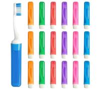 Huakaile Lot de 18 brosses à dents de voyage, emballées individuellement, avec couvercles, mini brosse à dents pliable pour maison, hôtel, camping, randonnée (6 couleurs)