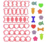 HUAKENER Lot de 6 mini emporte-pièces - Poisson rouge, os de chien, patte, cœur, fleur, carotte, joli ensemble d'emporte-pièces pour mini cookies, collations pour animaux domestiques, fondant, sans