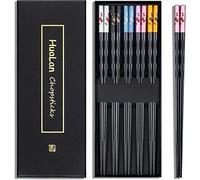 HuaLan Série de Baguettes en Fibre de Verre - Baguettes Japonaises de Luxe Antidérapantes Réutilisables 5 Paires Coffret Cadeau