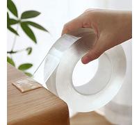 HUALEI-V 16.4FT Ruban adhésif double face double face ultra résistant(3cm*1mm) transparent et amovible,lavable et réutilisable,sans trace pour tapis,affiche photo.