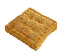 HUALEMEI Carré Épaissir Coussin De Siège,Super Doux Confort Coussins De Chaise à Manger Canapé Coussin pour Le Soulagement De La Pression Coussin De Sol-Jaune 43x43x8cm(17x17x3inch)