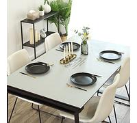 HUALEMEI Couverture De Table en Cuir Rectangulaire,Eau-résistant Huile-Serviette De Preuve avec Lettre pour La Table Basse Faire Le Décor De Table,Tapis Moderne De Place en PVC Gris Clair 75x130cm