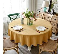 HUALEMEI Couverture De Table Simple en Coton Grand Protecteur De Table De Tissu pour Le Décor De Table Parti Hôtel Grande Table Ronde,Couleur Solide Ronde Nappe en Lin Jaune 160cm