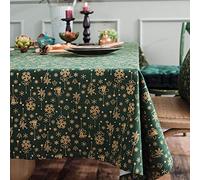 HUALEMEI Nappes De Noël pour Les Tables Rectangle,Preuve De Taches Rides-résistant Style Japonais Impression Coton Et Linge Table Couverture-Vert 140x180cm(55x71inch)