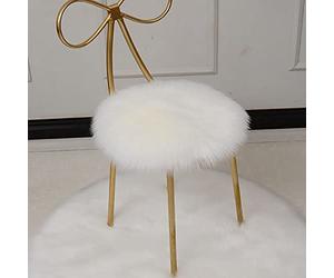 HUALEMEI Premium Laine Artificielle Coussin De Chaise,Couleur Solide Super Doux Coussin De Siège Tabouret Rond Chaise Coussins pour Meubles De Patio Garden Home-Blanc Diameter:30cm(12inch)