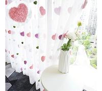HUALEMEI Princesse Tulle Rideaux,Peu Frais Fille Rose l'amour du Cœur Voilage,Balcon Chambre Rideaux en Tulle Rideaux Traitement Panneaux Crochet A 200x270cm(79x106inch)