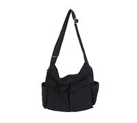 HUALEYNA Sac à bandoulière en toile pour femme, grand sac à bandoulière de voyage, multi-poches, noir