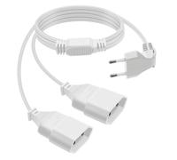 HuaLiSi Câble D'extension Euro 2 en 1 Rallonge 2 Prise Euro Coudée à 90° 2.5A 250V Rallonge Euro 2 Way 2x0.75 mm² pour Appareils Ménagers, Téléviseurs, Ordinateurs Etc (90° Blanc, 1.5m)