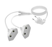 HuaLiSi Câble D'extension Euro 2 en 1 Rallonge Câble Euro Électrique Type C 2.5A 250V pour Appareils Ménagers, Téléviseurs, Ordinateurs Etc (Blanc, 1.5 m)