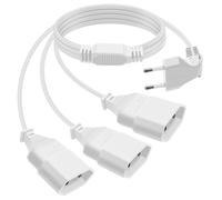 HuaLiSi Câble D'extension Euro 3 en 1 Rallonge 3 Prise Euro Coudée à 90° 2.5A 250V Rallonge Euro 3 Way 2x0.75 mm² pour Appareils Ménagers, Téléviseurs, Ordinateurs Etc (Blanc, 1.5m)