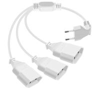 HuaLiSi Câble D'extension Euro 3 en 1 Rallonge 3 Prise Euro Coudée à 90° 2.5A 250V Rallonge Euro 3 Way 2x0.75 mm² pour Appareils Ménagers, Téléviseurs, Ordinateurs Etc (Blanc, 0.5 m)