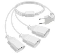 HuaLiSi Câble D'extension Euro 3 en 1 Rallonge 3 Prise Euro Coudée à 90° 2.5A 250V Rallonge Euro 3 Way 2x0.75 mm² pour Appareils Ménagers, Téléviseurs, Ordinateurs Etc (Blanc, 1 m)