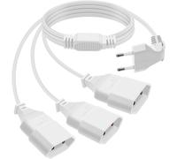 HuaLiSi Câble D'extension Euro 3 en 1 Rallonge 3 Prise Euro Coudée à 90° 2.5A 250V Rallonge Euro 3 Way 2x0.75 mm² pour Appareils Ménagers, Téléviseurs, Ordinateurs Etc (Blanc, 0.5 m)