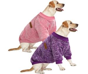 HuaLiSiJi 5XL Pull pour Chien Pull Chihuahua Pull Polaire Chien Sweat Shirt Chien, Vetement Chien Élasticité Douceur Confort et Chaleur pour Chiot Petit Moyen Grand Chie (Rose+Violet, 5XL)
