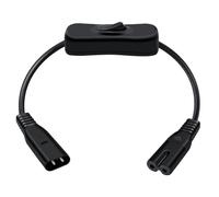 HuaLiSiJi Cable Alimentation C7 C8 avec Interrupteur 2.5A 250V Adaptateur Secteur IEC 60320 C8 vers Prise C7 pour Lampes de Bureau, Chargeurs d'ordinateur Portable, etc (0.3m)