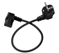 HuaLiSiJi Cable Alimentation Coudé à 90° C13 Contact de Protection de Câble Type F (CEE 7/4) vers Prise C13, pour Ordinateur, TV, Moniteur, écran, Projecteur, Etc (Noir, 3m)