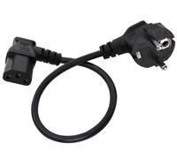 HuaLiSiJi Cable Alimentation Coudé à 90° C13 Contact de Protection de Câble Type F (CEE 7/4) vers Prise C13, pour Ordinateur, TV, Moniteur, écran, Projecteur, Etc (Noir, 0.5m)