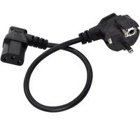 HuaLiSiJi Cable Alimentation Coudé à 90° C13 Contact de Protection de Câble Type F (CEE 7/4) vers Prise C13, pour Ordinateur, TV, Moniteur, écran, Projecteur, Etc (Noir, 1m)