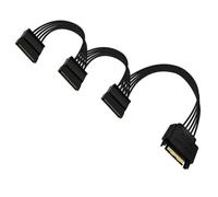 HuaLiSiJi Cable Alimentation SATA 3 Broches, Câble SATA 15 Broches à 15 Broches, Mâle à Femelle Noir, pour HDD, SSD, Lecteurs Optiques Câble (40 CM)