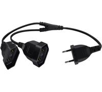 HuaLiSiJi Câble D'extension Euro 2.5A 250V 625W Type C Euro Rallonge Câble Euro Rallonge Double Prise Euro Euro 2 en 1 pour électroménagers TV Moniteur D'Ordinateur (45cm)