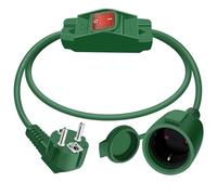 HuaLiSiJi Cable D'extension Schuko avec Interrupteur 16A 250V Cable Schuko avec Interrupteur 3x1.0mm² Rallonge IP44 pour Une Utilisation Extérieure ou Intérieure (90° Vert, 1.5m)
