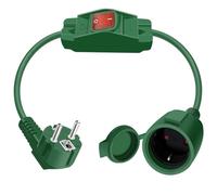 HuaLiSiJi Cable D'extension Schuko avec Interrupteur 16A 250V Cable Schuko avec Interrupteur 3x1.0mm² Rallonge IP44 pour Une Utilisation Extérieure ou Intérieure (90° Vert, 0.5m)