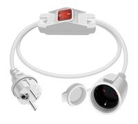 HuaLiSiJi Cable D'extension Schuko avec Interrupteur 16A 250V Cable Schuko avec Interrupteur 3x1.0mm² Rallonge IP44 pour Une Utilisation Extérieure ou Intérieure (Blanc, 1m)
