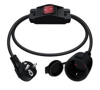 HuaLiSiJi Cable D'extension Schuko avec Interrupteur 16A 250V Cable Schuko avec Interrupteur 3x1.0mm² Rallonge IP44 pour Une Utilisation Extérieure ou Intérieure (90° Noir, 1.5m)