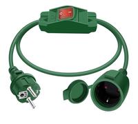 HuaLiSiJi Cable D'extension Schuko avec Interrupteur 16A 250V Cable Schuko avec Interrupteur 3x1.0mm² Rallonge IP44 pour Une Utilisation Extérieure ou Intérieure (Vert, 1.5m)