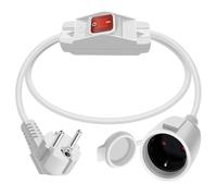 HuaLiSiJi Cable D'extension Schuko avec Interrupteur 16A 250V Cable Schuko avec Interrupteur 3x1.0mm² Rallonge IP44 pour Une Utilisation Extérieure ou Intérieure (90° Blanc, 1.5m)