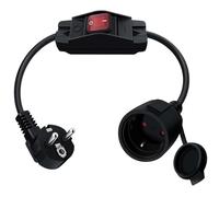 HuaLiSiJi Cable D'extension Schuko avec Interrupteur 16A 250V Rallonge électrique Courte Schuko,Câble Court 2 AC Prise IP44 pour Une Utilisation Extérieure ou Intérieure (Coudé 90° 0.5m)