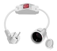 HuaLiSiJi Cable D'extension Schuko avec Interrupteur 16A 250V Rallonge électrique Courte Schuko,Câble Court 2 AC Prise IP44 pour Une Utilisation Extérieure ou Intérieure (90° Blanc 1m)