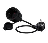 HuaLiSiJi Cable D'extension Schuko Coudé 16A 250V Mini Rallonge Electrique Rallonge électrique Courte Schuko 2 AC Prise IP44 pour Utilisation Extérieure ou Intérieure (Noir, 1.5m)