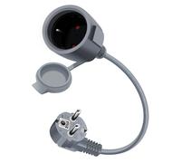 HuaLiSiJi Cable D'extension Schuko Coudé 16A 250V Mini Rallonge Electrique Rallonge électrique Courte Schuko 2 AC Prise IP44 pour Utilisation Extérieure ou Intérieure (Gris, 0.3 m)