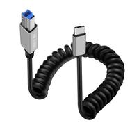 HuaLiSiJi Câble Spirale Imprimante USB C Cable USB C vers USB B 3.0 Haute vitesse 5Gbps pour Dell, HP, Canon, Xerox, Brother, Samsung (Type C, 0.3-0.8 m)