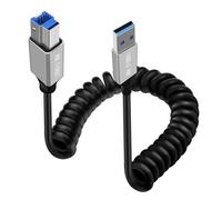 HuaLiSiJi Câble Spirale USB 3.0 B Câble USB 3.0 Type A vers Type B Câble d'imprimante Haute vitesse 5Gbps pour Dell, HP, Canon, Xerox, Brother, Samsung (Type A, 0.3-0.8 m)