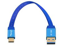 HuaLiSiJi Flat Cable USB 3.0 vers USB C Data 10Gbps USB C Fast Charging Cable for Tablets, Laptops, SSD (Bleu, 0.5 m)