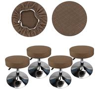 HuaLiSiJi Housse Tabouret Rond 30-40 cm Housse de Tabouret en Tissu Luxueux Rond, Extensible Infroissable Lavable Anti-poussière Doux et Durable (4, Deep Khaki)