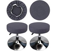 HuaLiSiJi Housse Tabouret Rond 30-40 cm Housse de Tabouret en Tissu Luxueux Rond, Extensible Infroissable Lavable Anti-poussière Doux et Durable (2, Gris)