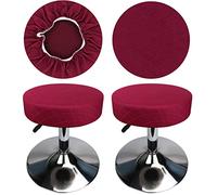 HuaLiSiJi Housse Tabouret Rond 30-40 cm Housse de Tabouret en Tissu Luxueux Rond, Extensible Infroissable Lavable Anti-poussière Doux et Durable (2, Bordeaux)